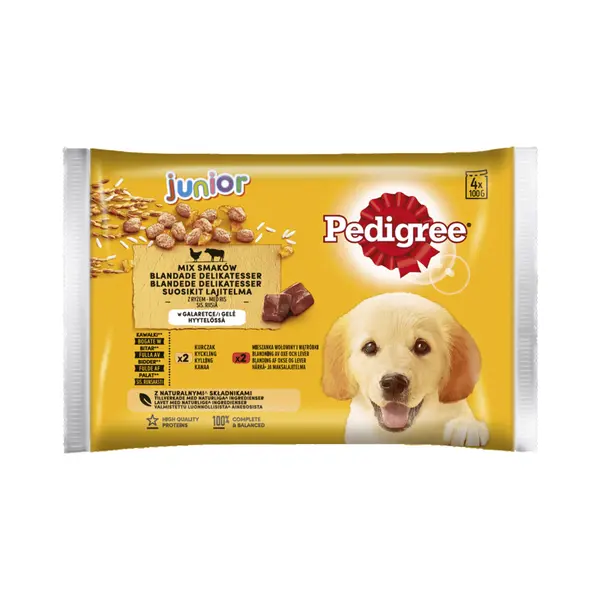 Pedigree Junior Wet Dog Food Beef &amp; Chicken  Pack Of 4 Pieces