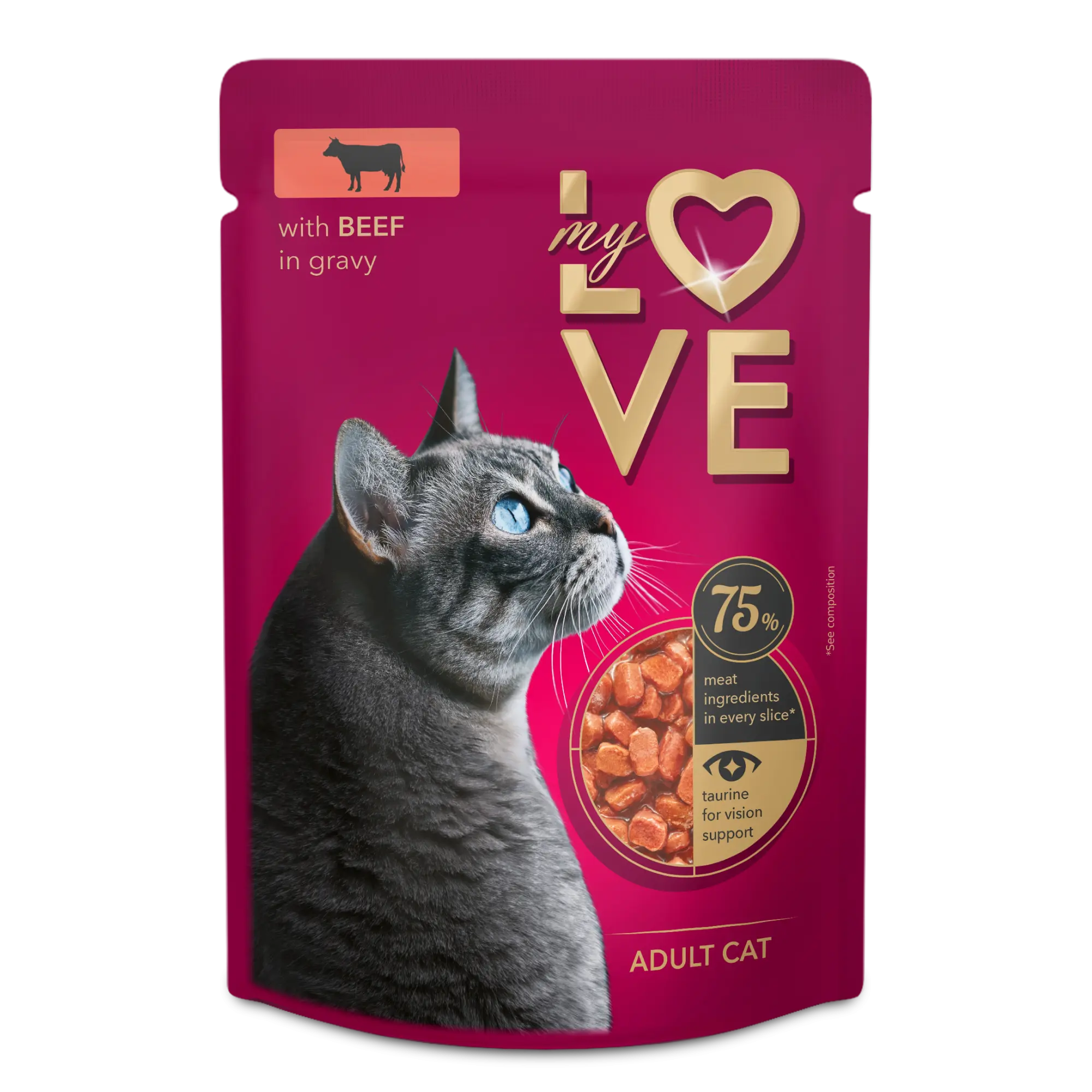 My Love wet food for adult cats with fish in gravy