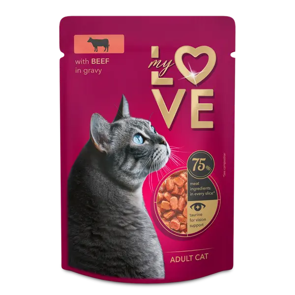 My Love wet food for adult cats with fish in gravy