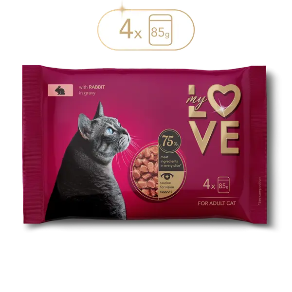 My Love for adult cat with rabbit  in gravy
