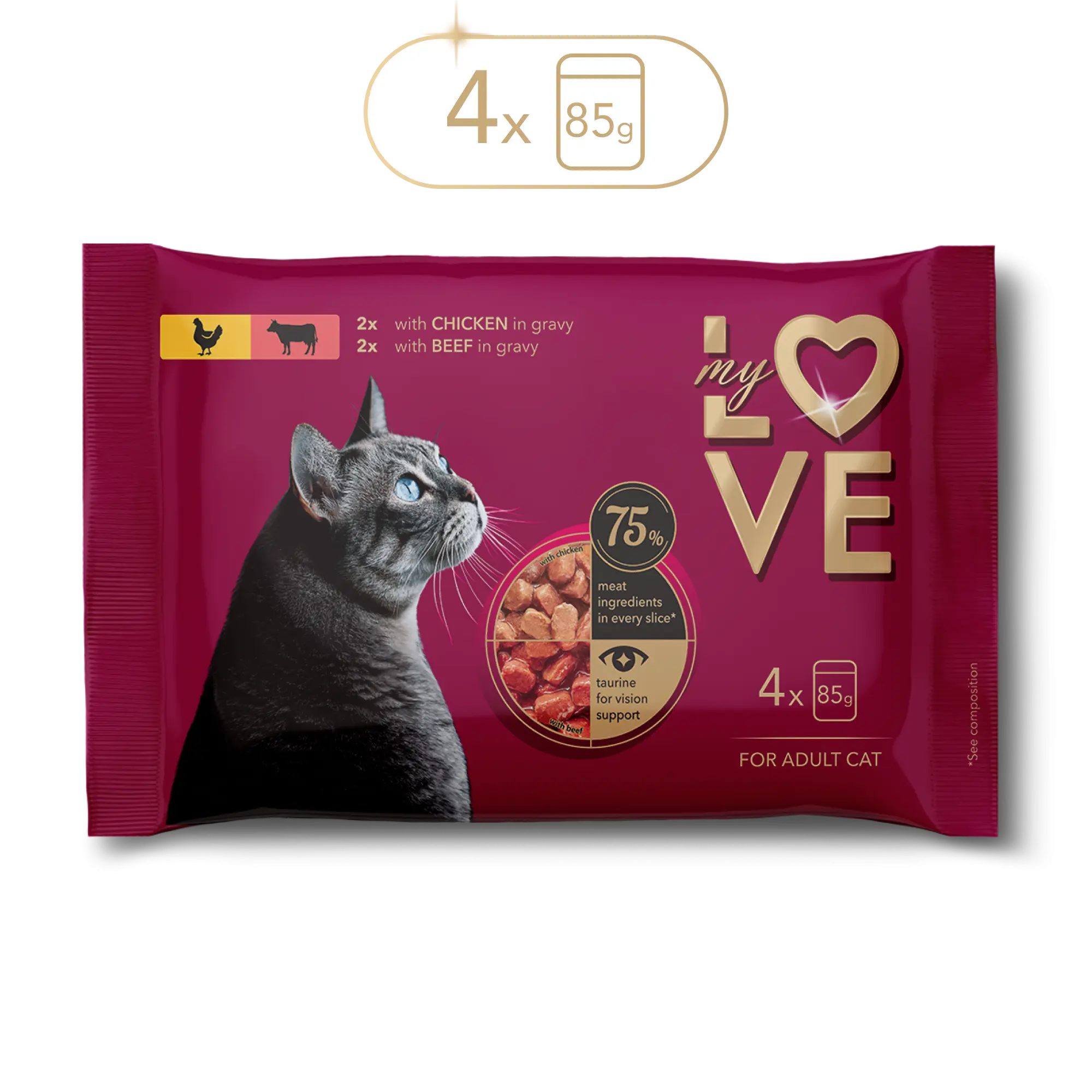 My Love for adult cat with chicken and beef in gravy