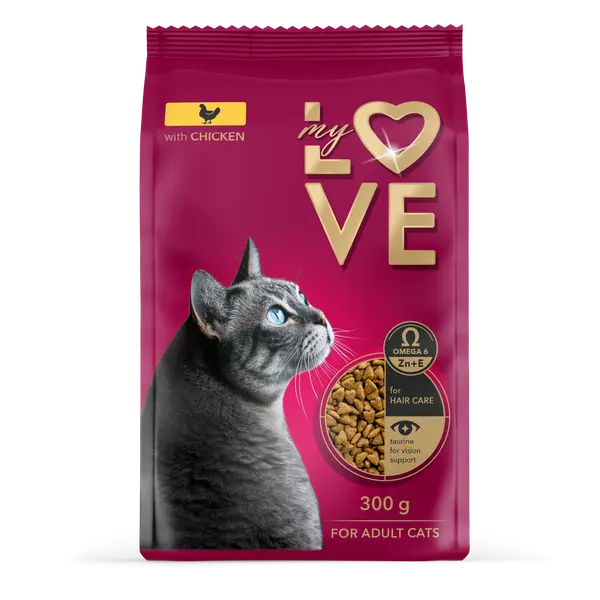 My love wet food for adult cats with chicken in gravy