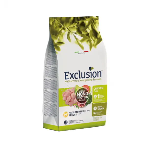 Храна за кучиња Exclusion adult chicken medium breed  пилешко за возрасни кучиња од средни раси 12KG