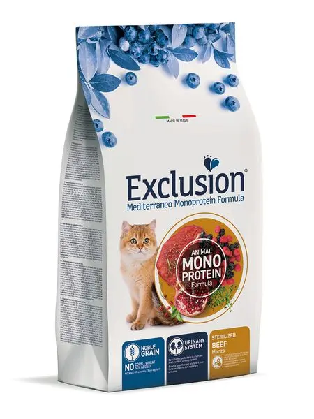 Exclusion Mediterraneo Noble Grain Sterilized Cat Beef Стерилизирана мачка говетско