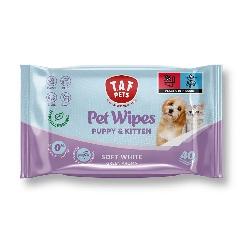 TAF PET WIPES PUPPY & KITTEN SOFT WHITE 40pcs