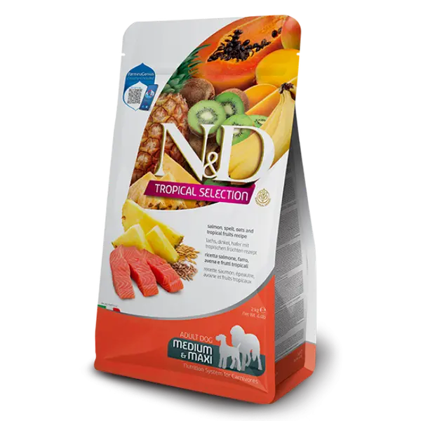N&amp;D DOG TROPICAL SELECTION SALMON ADULT MED/MAX 10 kg