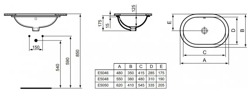 E505001 Connect вграден мијалник 62х41 thumb 2