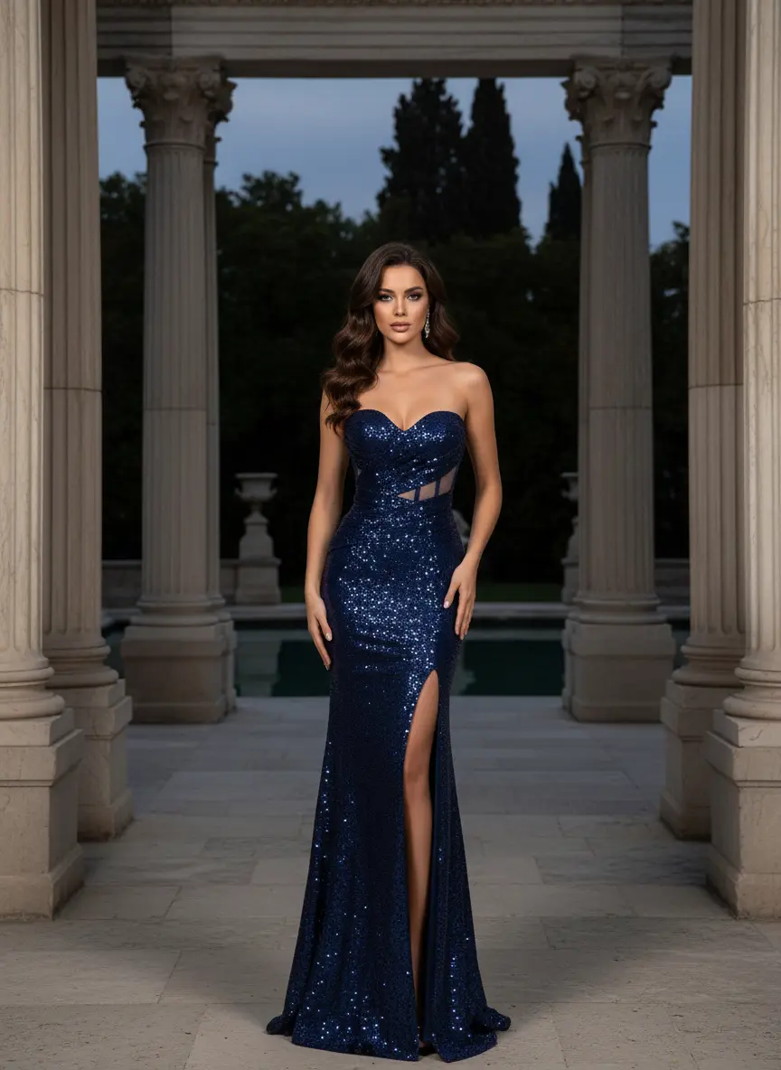 Midnight Sapphire Couture Gown