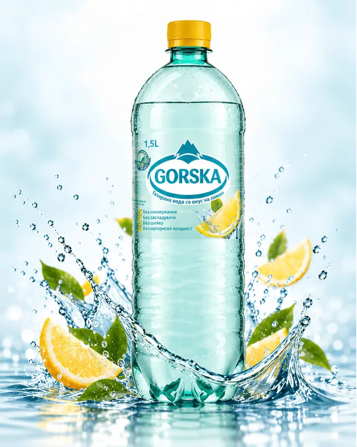 Горска вода газирана со вкус на лимон 1,5l