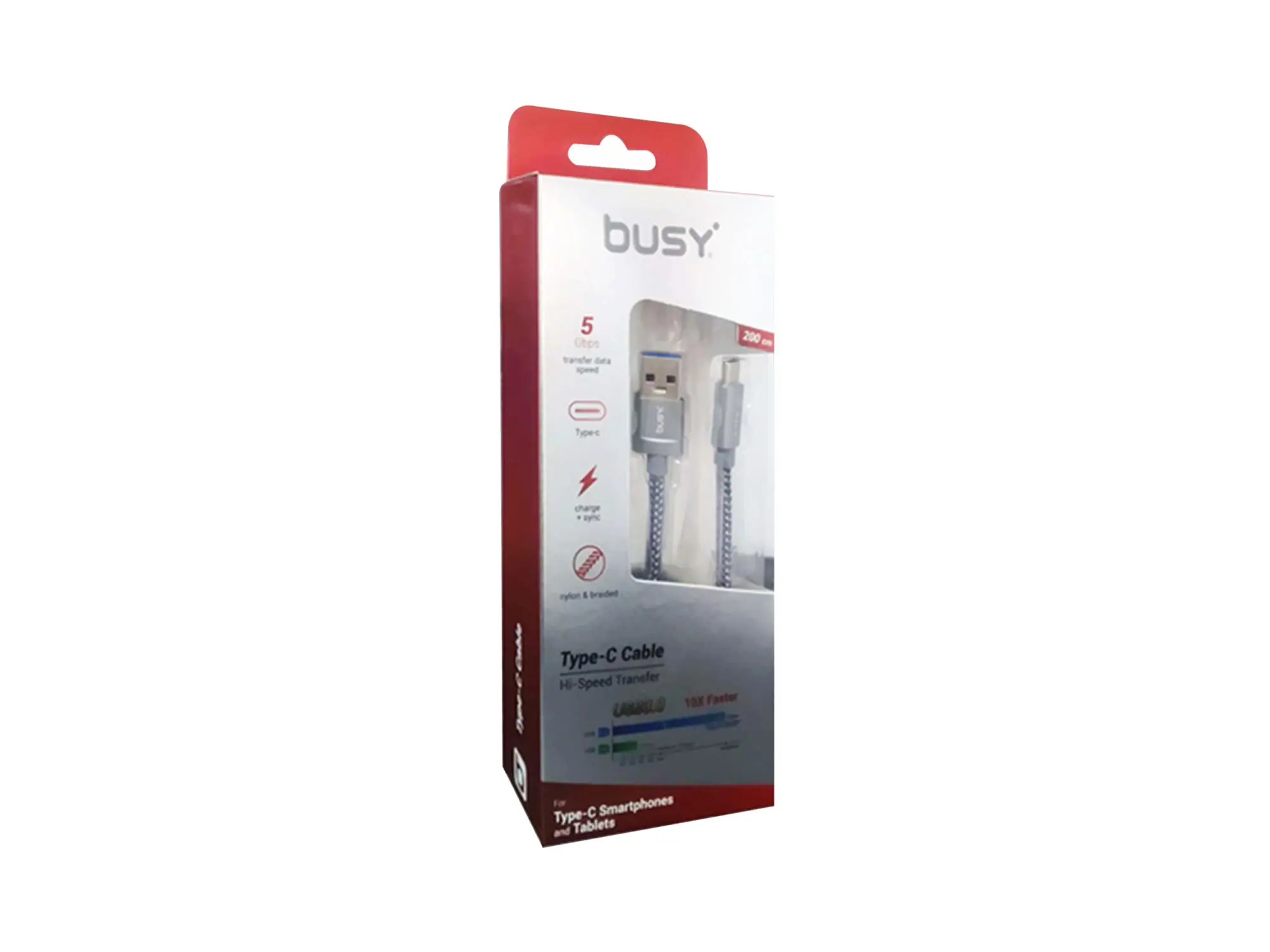 USB кабел Тип-Ц 2.0m Busy