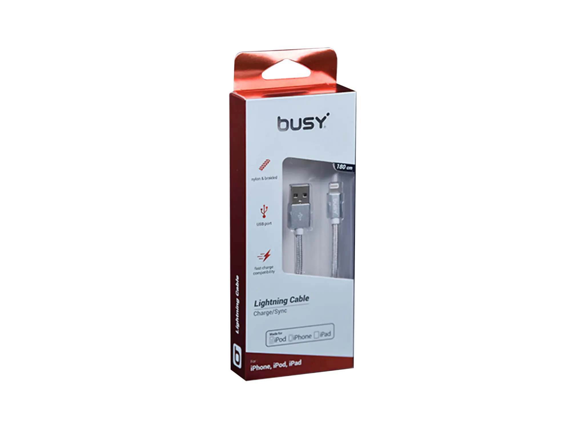 Лајтнинг USB Кабел 1.8m Плетен Busy