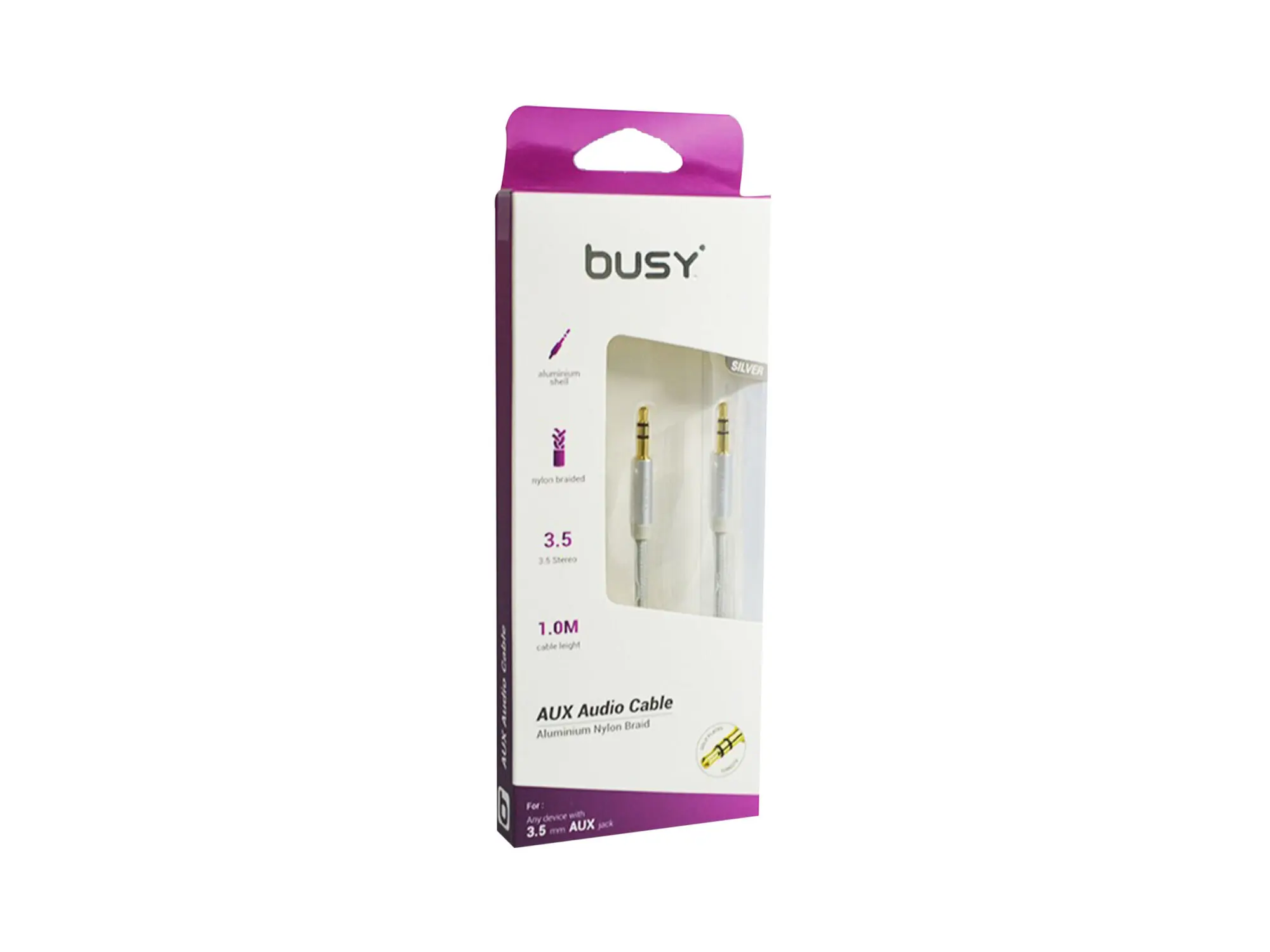 AUX Кабел 1m 3.5 mm Метален Сребрен